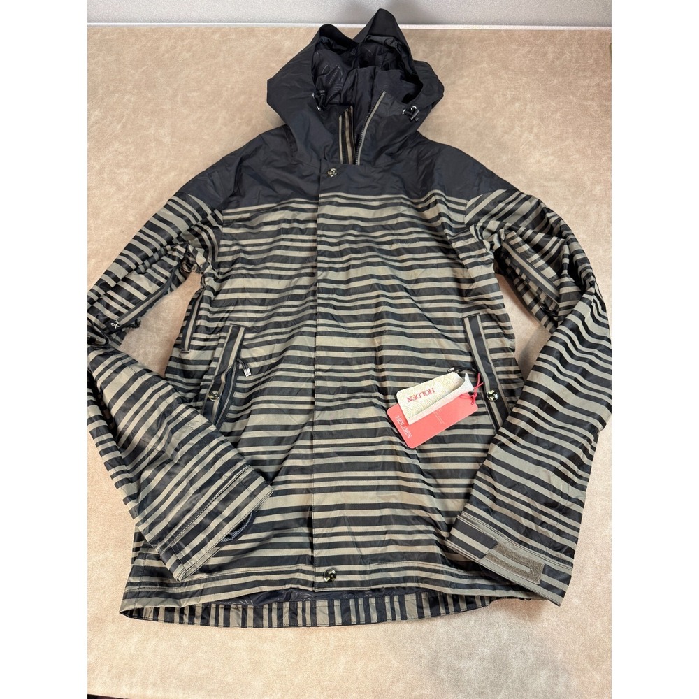 NWT Holden Mens Weston Stripe Waterproof Hooded Jacket Zip Pockets Black XL
